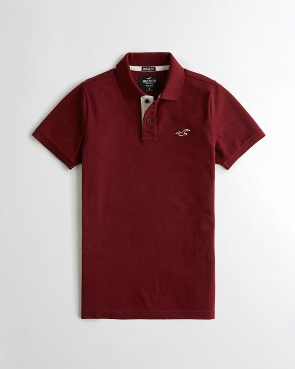 Polo Hollister Uomo Stretch Muscle Fit Bordeaux Italia (220YDJTE)